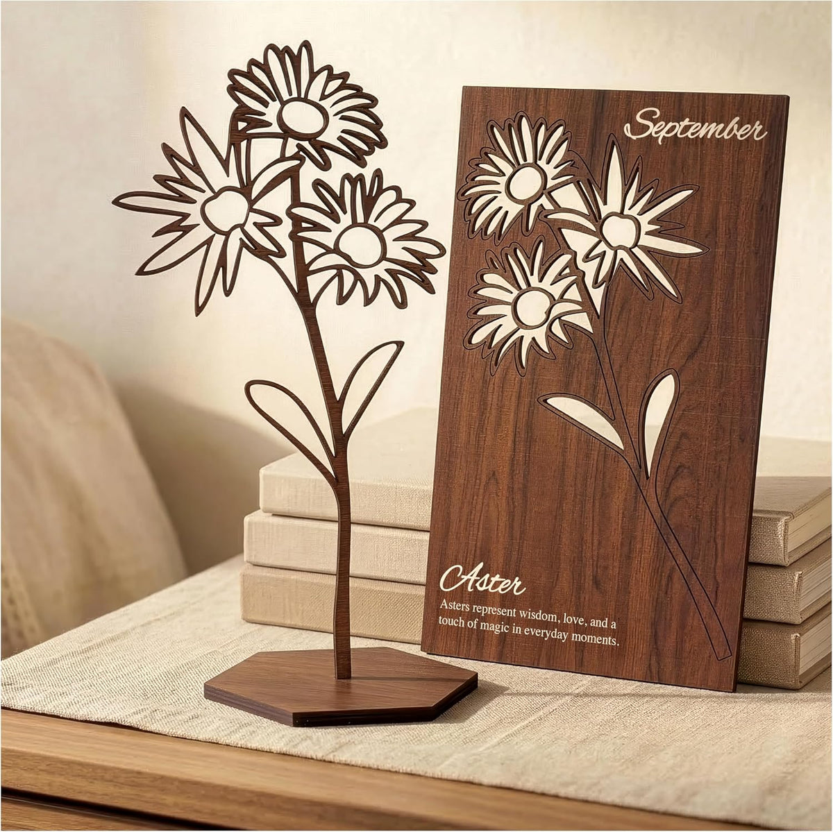 Birth Month Flower Wooden Decor, Grandma Mothers Day Gift for Mom Nana Gigi, Elegant Floral Home Decor, Birthday Christmas Gift