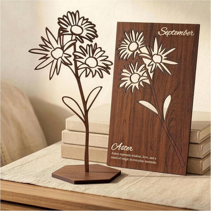 Birth Month Flower Wooden Decor, Grandma Mothers Day Gift for Mom Nana Gigi, Elegant Floral Home Decor, Birthday Christmas Gift