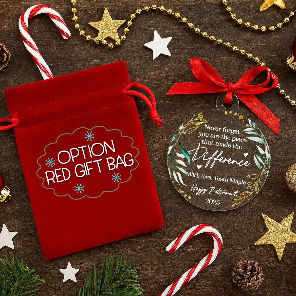 Retirement Ornament Keepsake – Personalized Retirement Gift for Coworker, Boss, Teacher or Nurse – Custom Acrylic Holiday Decoration to Celebrate Years of Service and New Beginnings