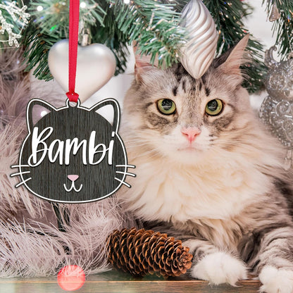 Personalized Cat Memorial Ornament - Customized Acrylic & Plywood Keepsake with Name - Forever Loved Gift for Cat Owners - Christmas Ornament for Kitty Lovers & Pet Remembrance