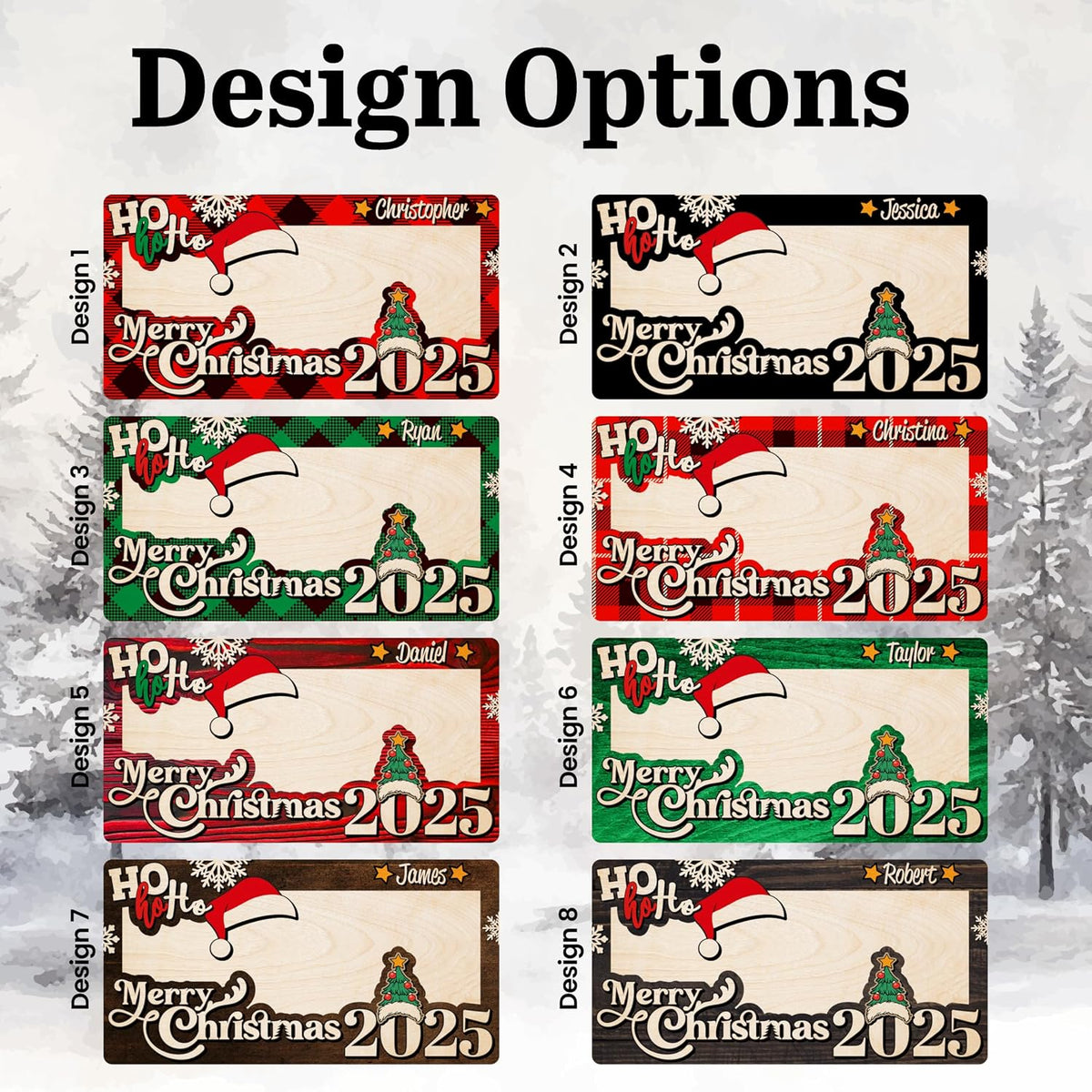 Personalized Christmas Money Holder Card 2025 - Custom Wooden Merry Christmas Bill Frame Gift with Santa Hat Tree & Name - Holiday Cash Holder for Kids, Teens, Family, Friends, Adults