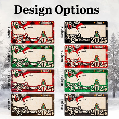 Personalized Christmas Money Holder Card 2025 - Custom Wooden Merry Christmas Bill Frame Gift with Santa Hat Tree & Name - Holiday Cash Holder for Kids, Teens, Family, Friends, Adults