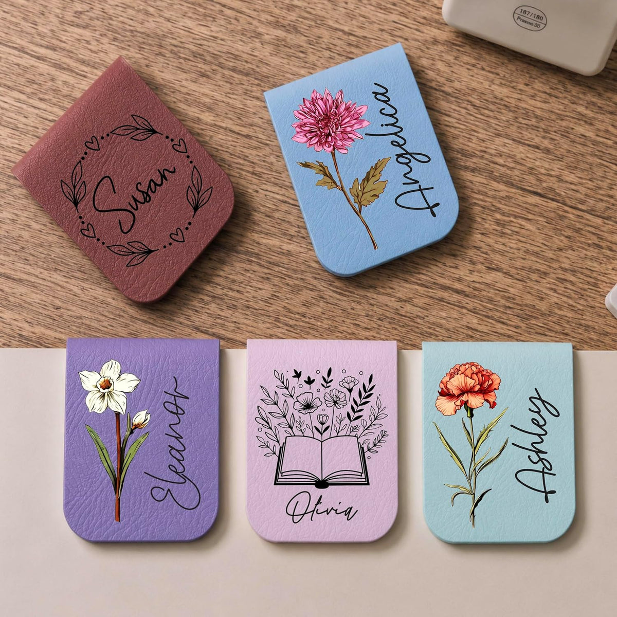 Personalized Magnetic Bookmark, Custom Floral Design, Gift for Book Lovers