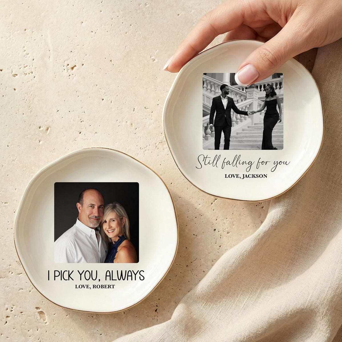 Personalized Ring Dish with Name, Custom Jewelry Tray Gift for Women, Bridesmaids, Mom, Grandma, or Best Friends