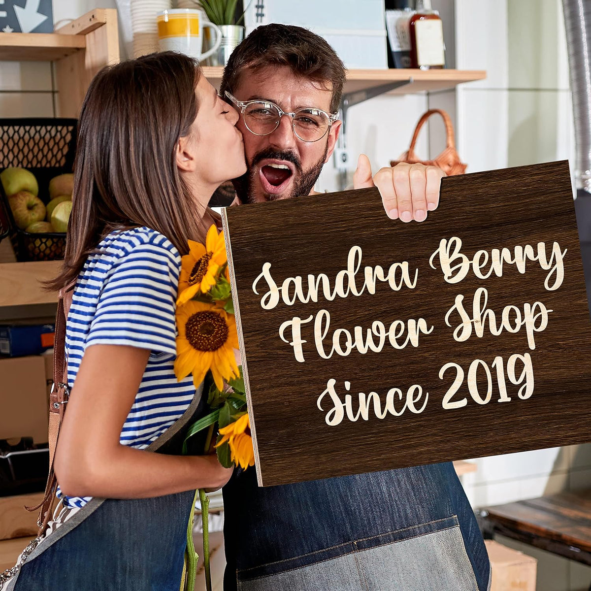 Personalized Wood Signs for Home Decor Gifts - Customizable w/ 10 Font & 5 Color Options - Customized Rustic Wooden Plaque for Wall Decoration - Decorative Sign/Board for Kitchen or Farmhouse Gift C2