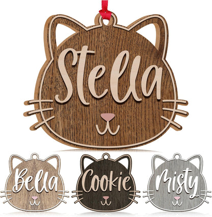 Personalized Cat Memorial Ornament - Customized Acrylic & Plywood Keepsake with Name - Forever Loved Gift for Cat Owners - Christmas Ornament for Kitty Lovers & Pet Remembrance