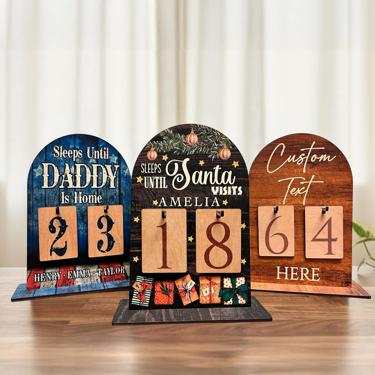 Personalized Countdown Sign, Custom Wooden Number Block Display for Christmas, Wedding, Baby Arrival or Homecoming, Reusable Holiday Decoration Gift