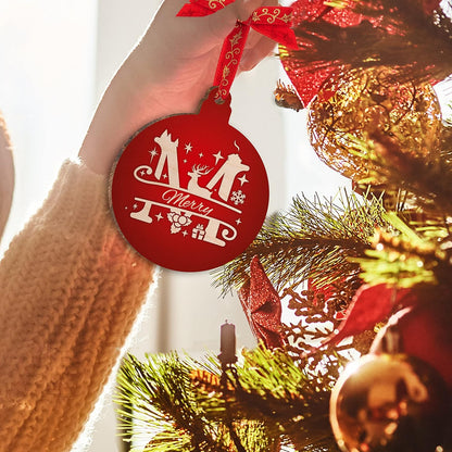 Personalized Christmas Initial Ornament with Name, Custom Wooden Round Decor