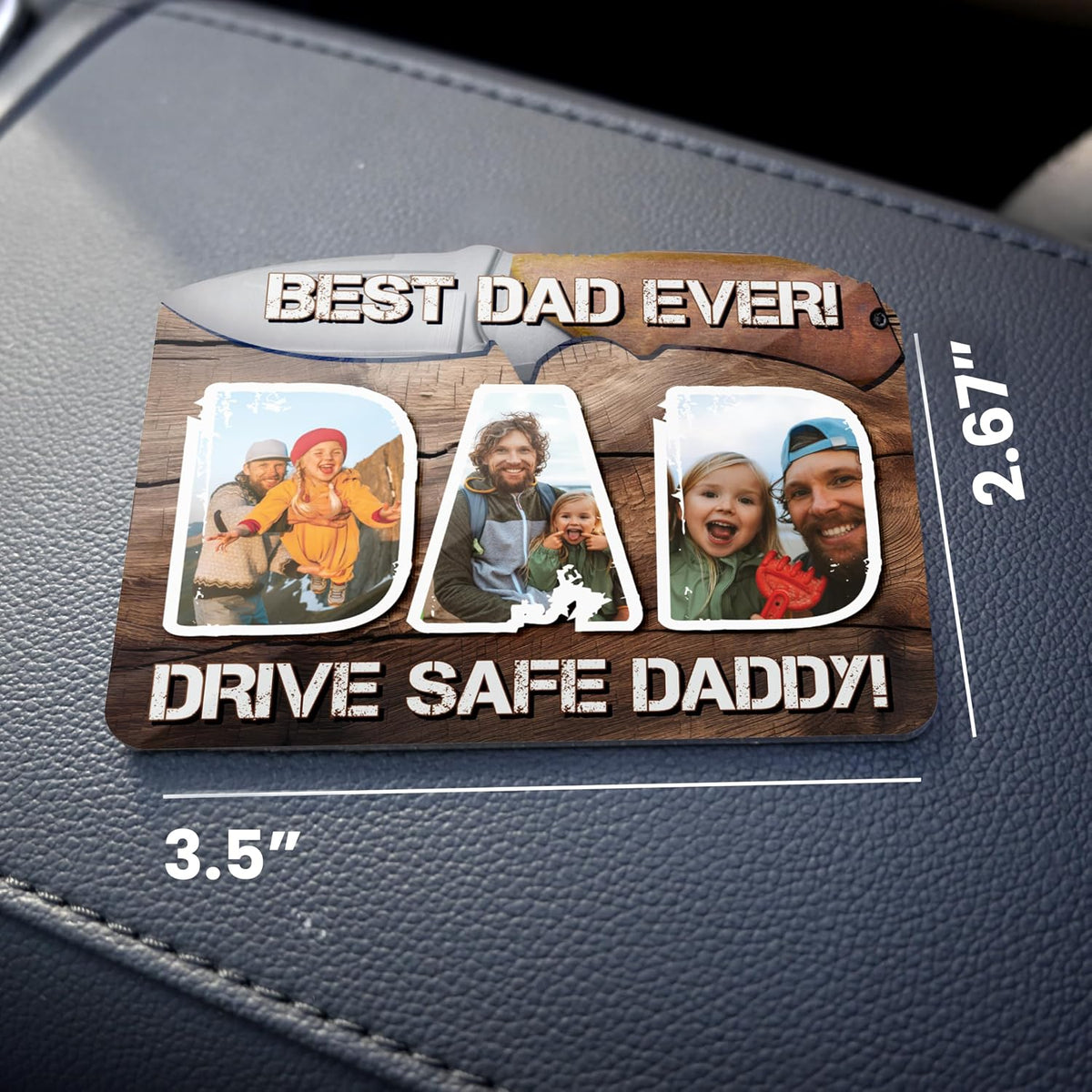 Personalized Cowboy Horseshoe Car Visor Clip – Custom Photo & Message Gift for Dad – Drive Safe Daddy – Cute Father’s Day Car Accessory from Kids – Best Dad Ever