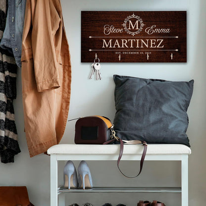 Zexpa Apparel Personalized Wood Key Hook for Couple Mr Mrs Customized Wooden Wall Key Rack, Custom Wedding Date