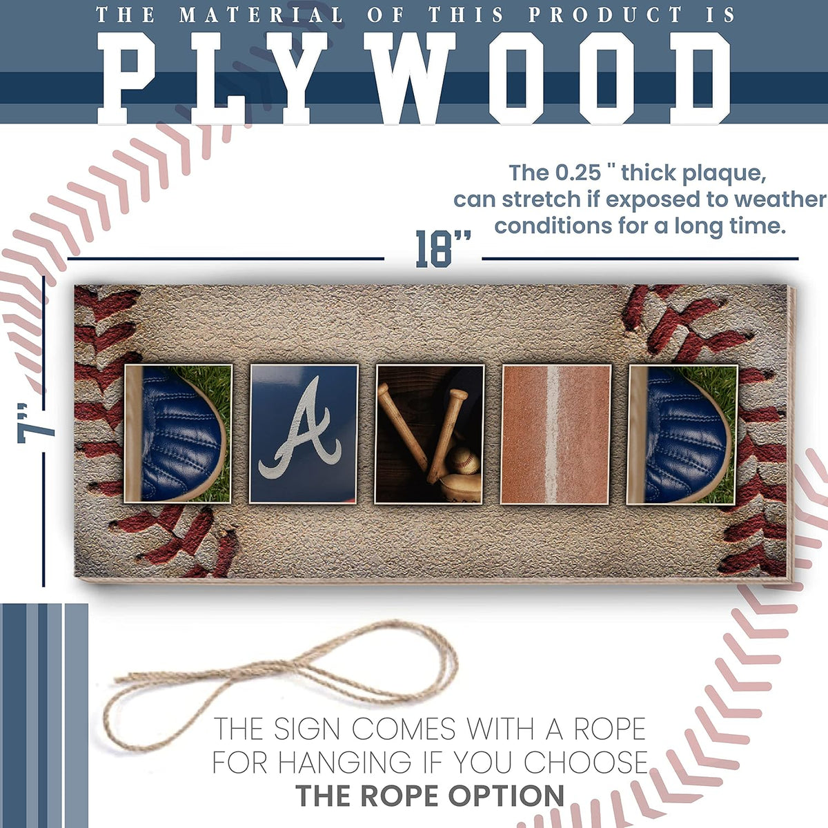 Personalized Baseball Wood Sign with Name, Custom Sports Wall Decor for Men