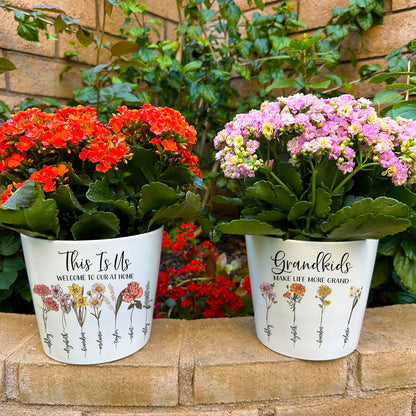 Zexpa Apparel Personalized Flower Pot for Grandma, Mom or Nana, Custom Birth Month Flower Planter with Names, Unique, Mother’s Day, Birthday or Holiday Present, Ceramic Pot