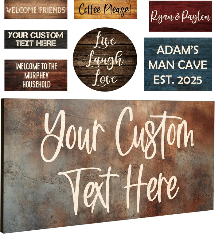 Personalized Wood Sign with Custom Text, Rustic Family Name Home Decor