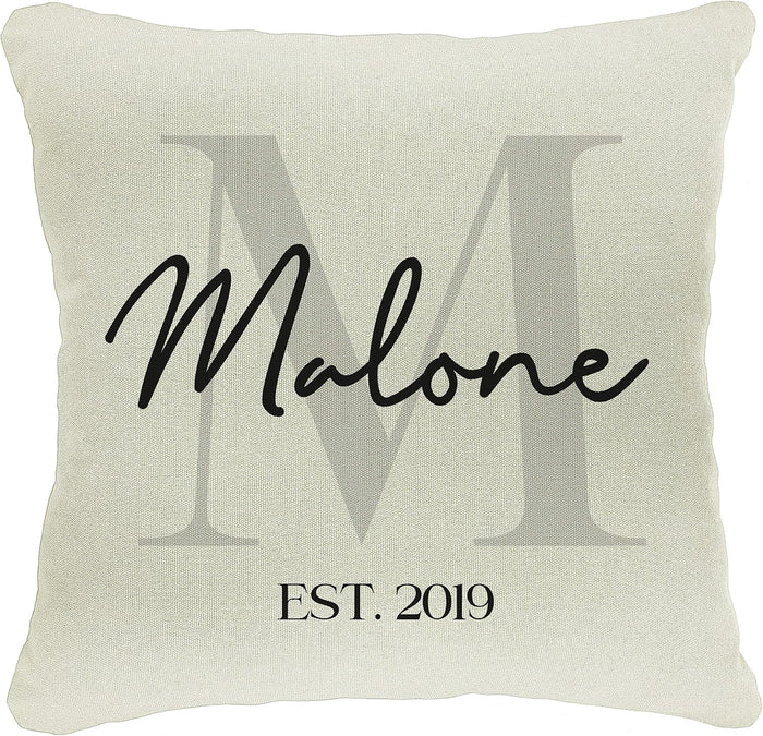 Personalized Initial Family Name Throw Pillow Case | Customize Wreath Date Housewarming Cover Gift