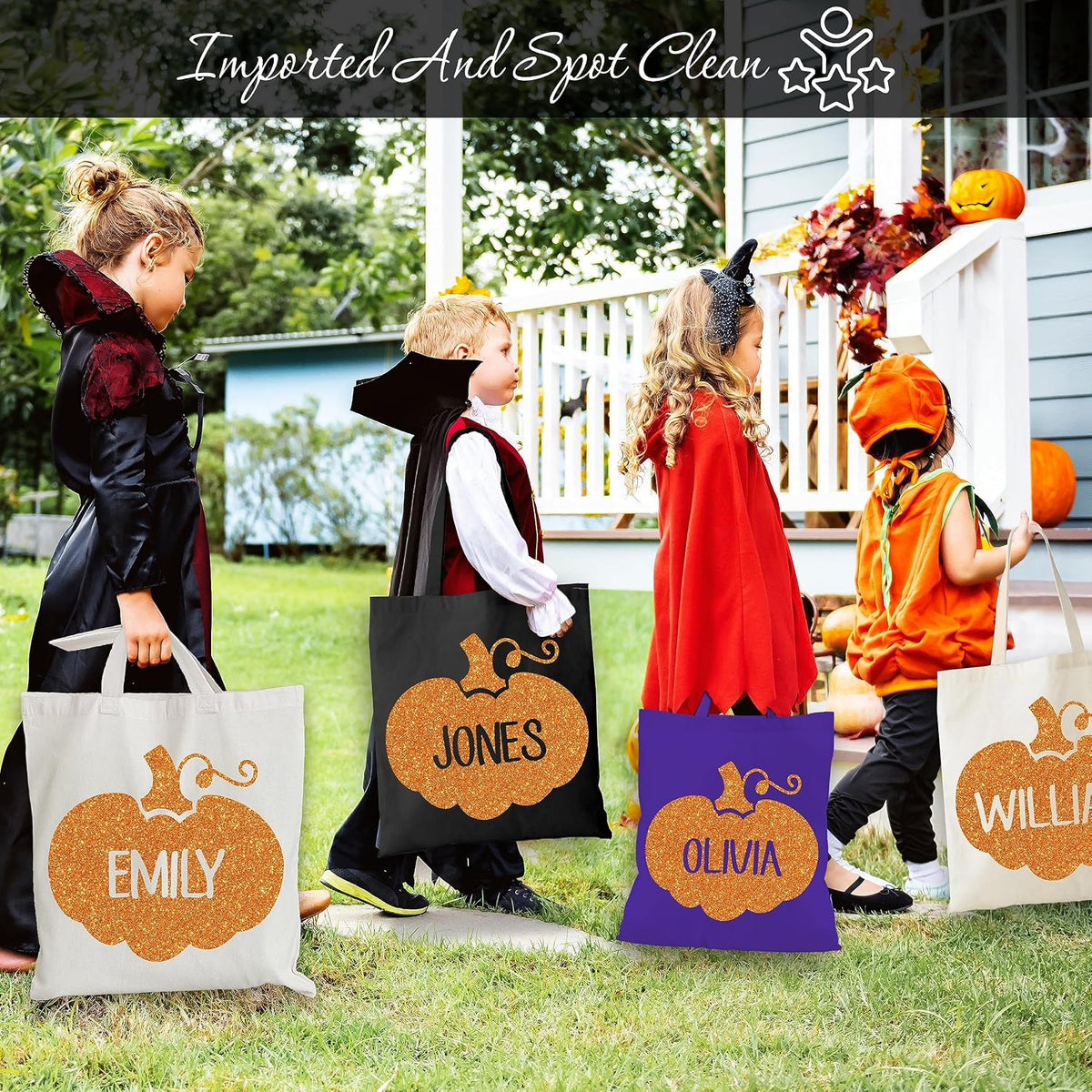 Personalized Halloween Tote Bag with Name, Custom Trick or Treat Gift