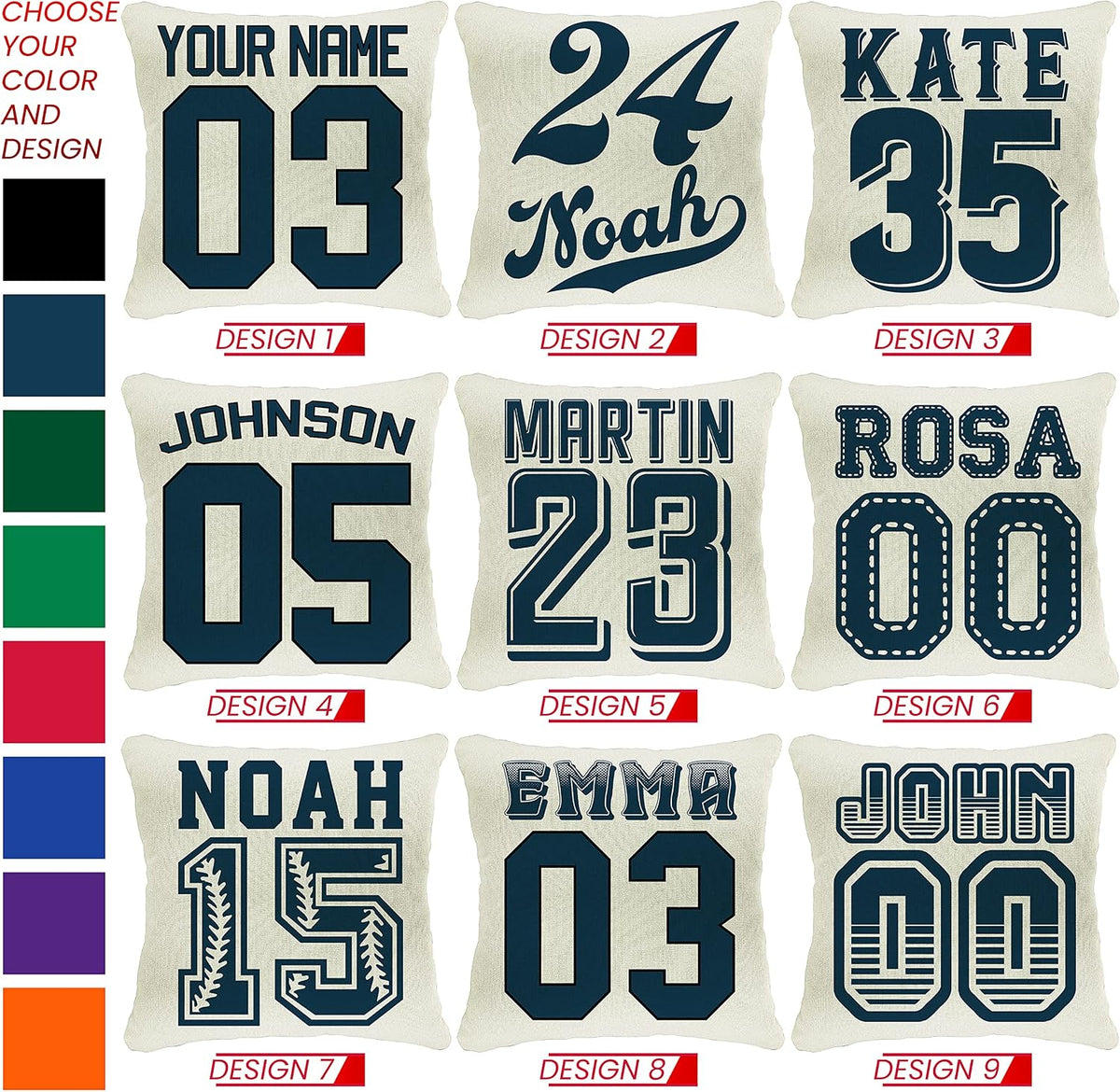 Personalized Sports Pillow Cover with Name and Number, Custom Baseball Gift