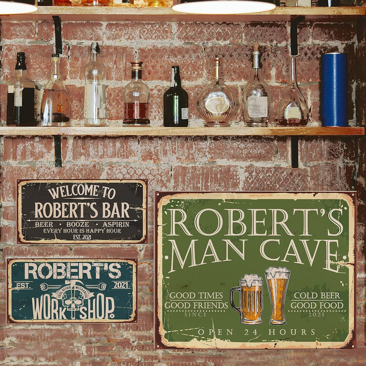 Personalized Wooden Man Cave Wall Sign 4 Size, 9 colors and 9 font options Customized Gift For Dad For Husband