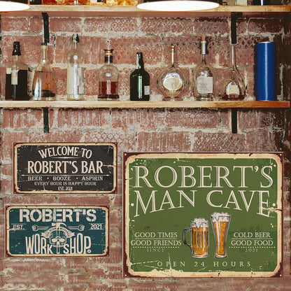 Personalized Wooden Man Cave Wall Sign 4 Size, 9 colors and 9 font options Customized Gift For Dad For Husband