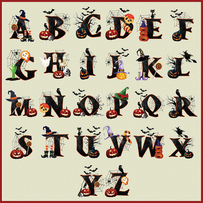 People People Halloween Initial Tote Bags Gifts for Boys Girls - Trick or Treat Letters Pumpkin Goodie Bag