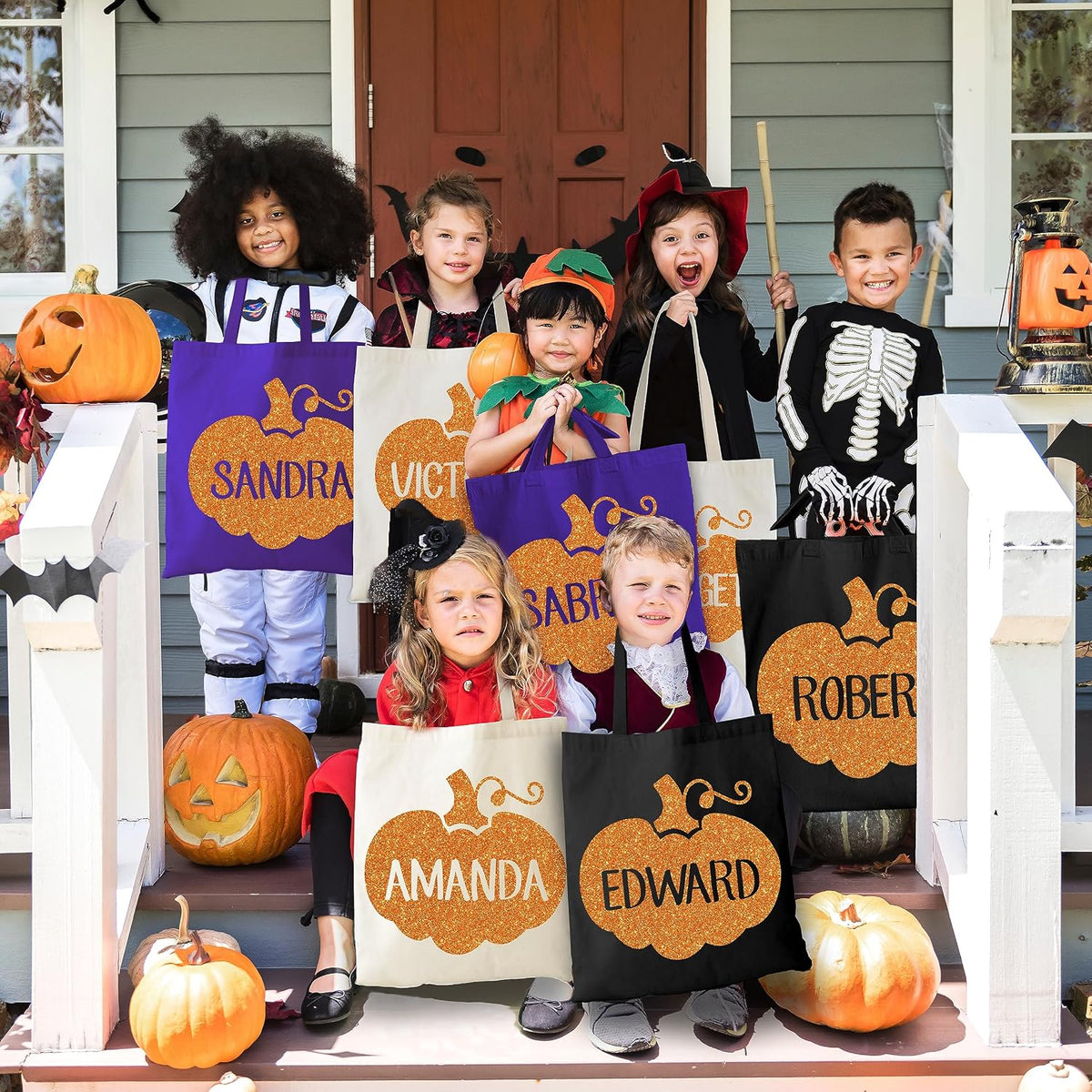 Personalized Halloween Tote Bag with Name, Custom Trick or Treat Gift