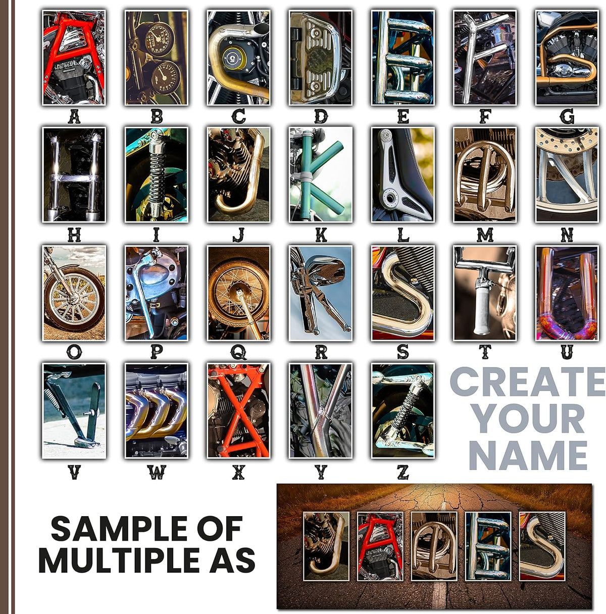 Zexpa Apparel Personalized Motorcycle Wood Sign w/Name Art 7"x18" - Customized Motor Cycle Accessories Wooden Board Decor