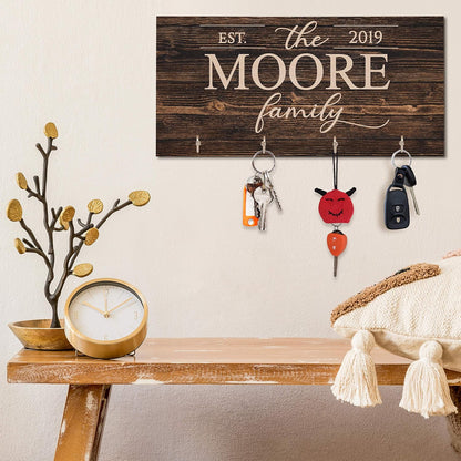 Personalized Wood Key Holder for Couples, Custom Mr Mrs Housewarming Gift