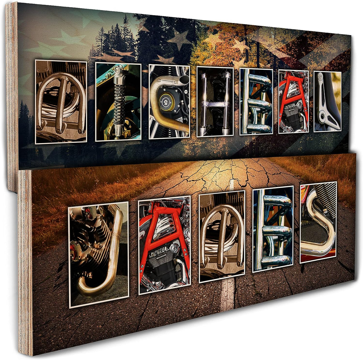 Zexpa Apparel Personalized Motorcycle Wood Sign w/Name Art 7"x18" - Customized Motor Cycle Accessories Wooden Board Decor