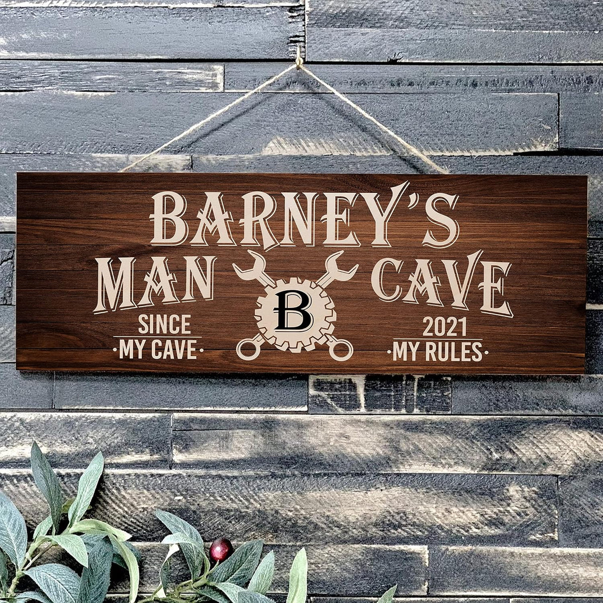 Personalized Wooden Man Cave Wall Sign 4 Size, 9 colors and 9 font options Customized Gift For Dad For Husband