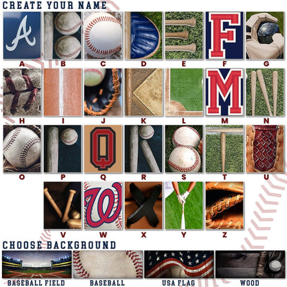 Personalized Baseball Wood Sign with Name, Custom Sports Wall Decor for Men