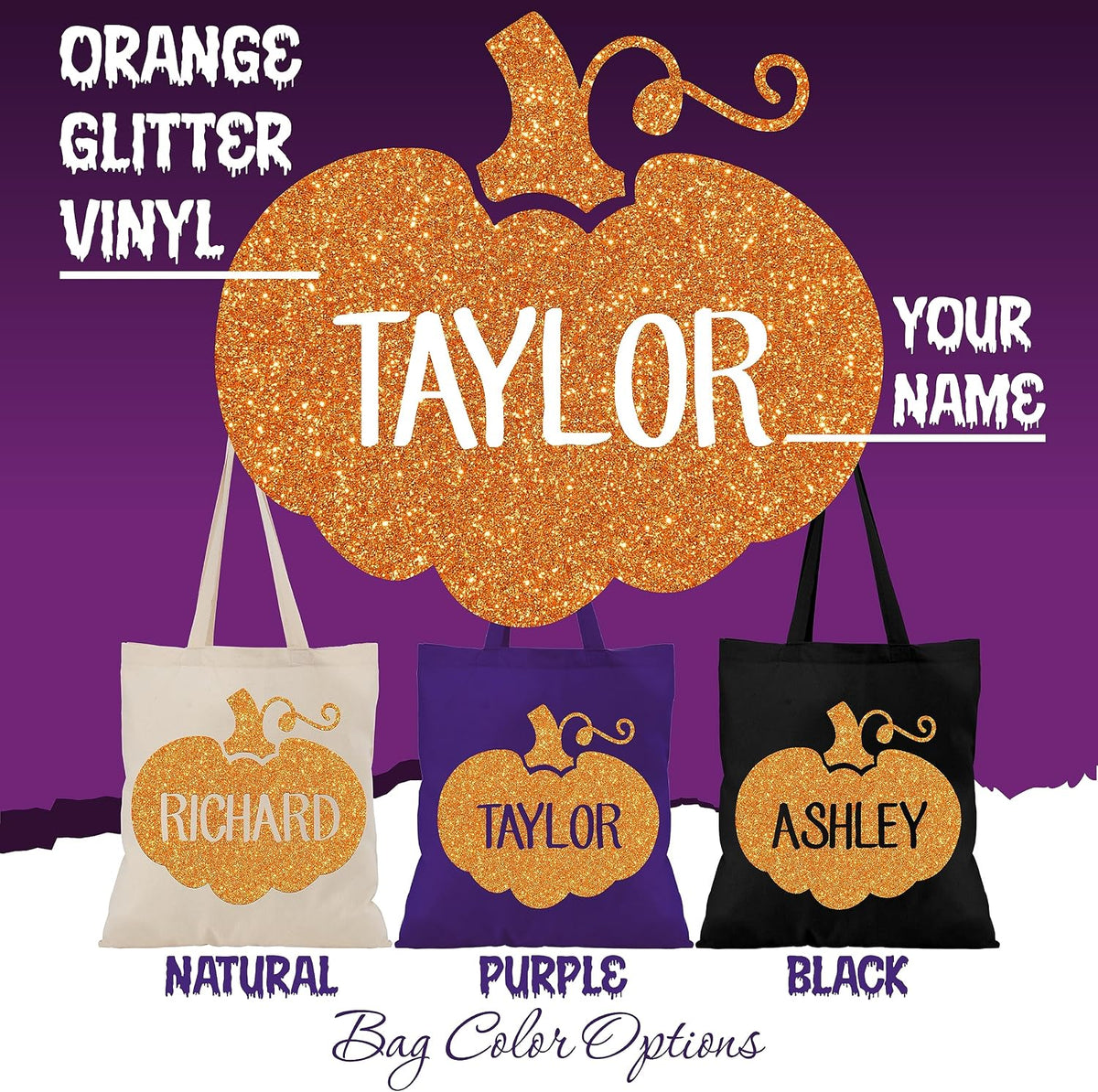 Personalized Halloween Tote Bag with Name, Custom Trick or Treat Gift