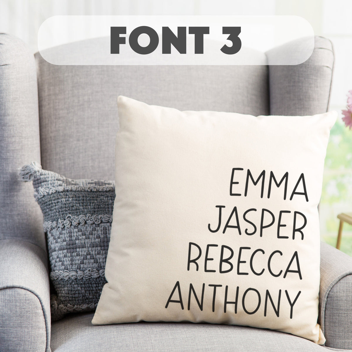 Personalized Family Name Throw Pillow Case, Customize Pillow with Kids Name 18X18 Pillow Cover, Custom Mothers Day Gift for Mom Grandma Gift