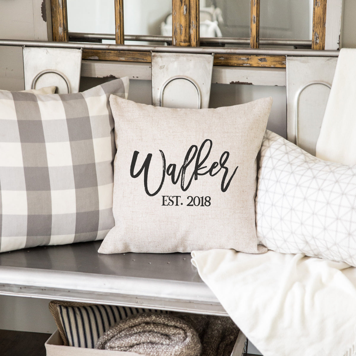 Personalized Family Name Throw Pillow Case, Custom Family Name Pillow Cover, 18X18 Pillow Case, Secret Santa Christmas Gifts for Family