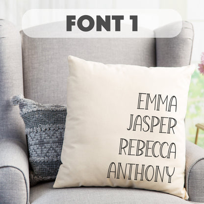 Personalized Family Name Throw Pillow Case, Customize Pillow with Kids Name 18X18 Pillow Cover, Custom Mothers Day Gift for Mom Grandma Gift