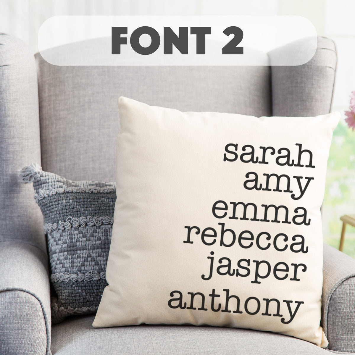 Personalized Family Name Throw Pillow Case, Customize Pillow with Kids Name 18X18 Pillow Cover, Custom Mothers Day Gift for Mom Grandma Gift