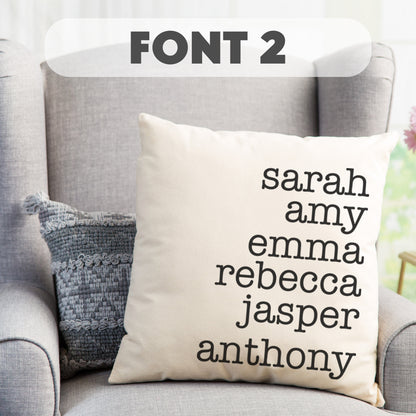 Personalized Family Name Throw Pillow Case, Customize Pillow with Kids Name 18X18 Pillow Cover, Custom Mothers Day Gift for Mom Grandma Gift