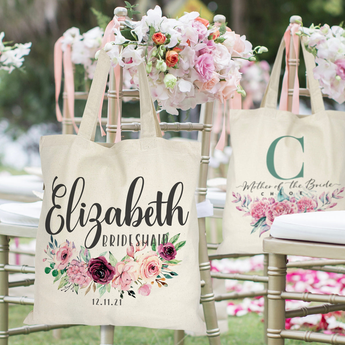 Personalized Tote Bag for Bachelorette Party Customized Bridesmaid Gift Bags Bride Maid of Honor Mother of the Bride Bridal Party Totes