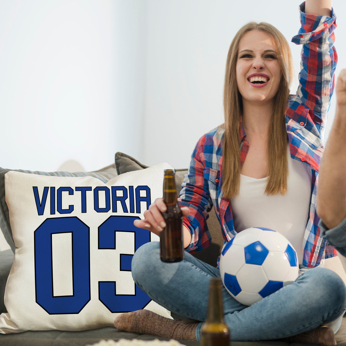 Personalized Sports Throw Pillow Cover Décor w/Number & Name - Customized Baseball Basketball Football Soccer Pillows Case, Home Decorations