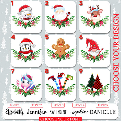 Personalized Christmas Tote Bags Custom Xmas/Noel Totes Bag Gifts Customized Santa Snowman Penguin Reindeer Tree Gnome Goodie Reusable Bags