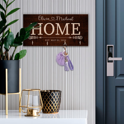 New Home Gifts for Family Name Sign, Custom Key Holder, Home Decor Gift for Couple Housewarming, First Home Gift, Realtor Closing Gift
