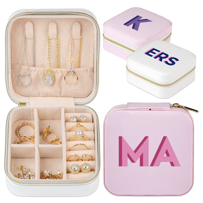 Travel Jewelry Case, Custom Jewelry Box, Shadow Monogram Jewelry Box, Jewelry Organizer, Personalized Christmas Gifts for Her, Gift for Mom