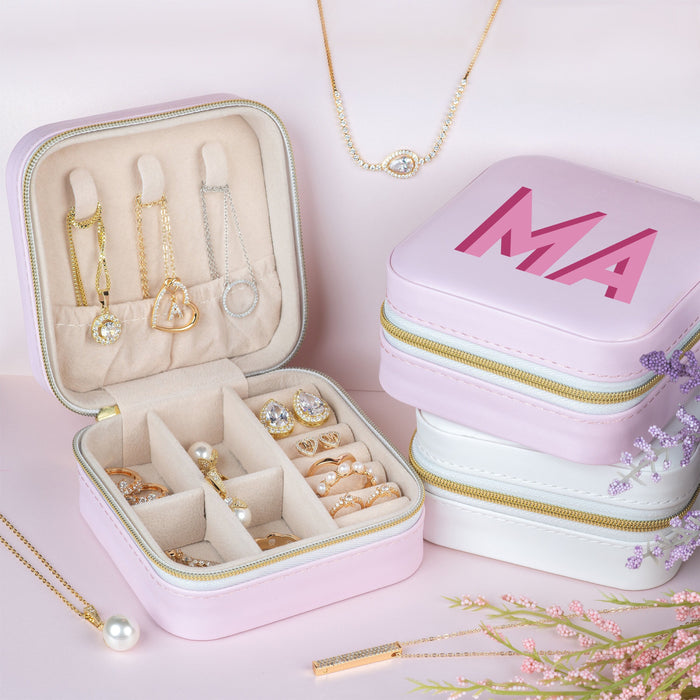 Travel Jewelry Case, Custom Jewelry Box, Shadow Monogram Jewelry Box, Jewelry Organizer, Personalized Christmas Gifts for Her, Gift for Mom