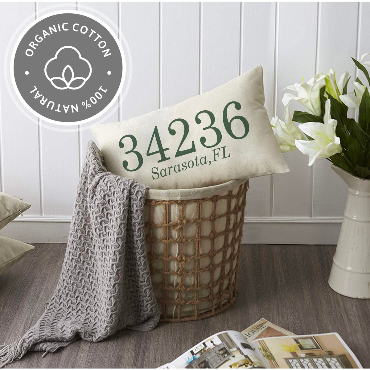 Zip Code Pillow, Housewarming gifts for Newlywed, Lumbar Pillow Cover for Family New Home Present, Custom Cushion Cover, Throw Pillow Case