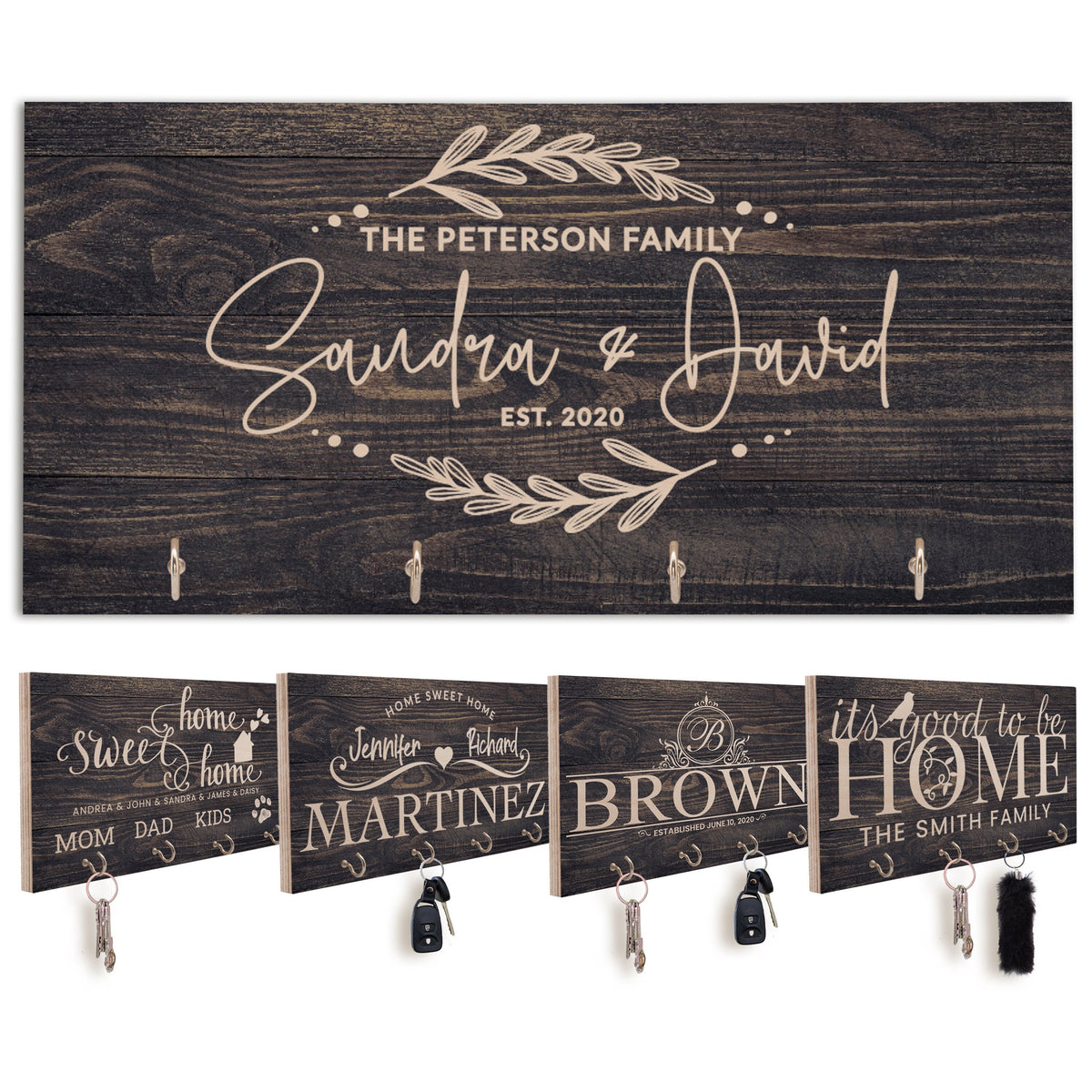 Family Housewarming Gift, First Home Gift, Personalized Key Holder for Wall, New Home Gift, Custom Key Hanger, Realtor Closing Gift Newlywed