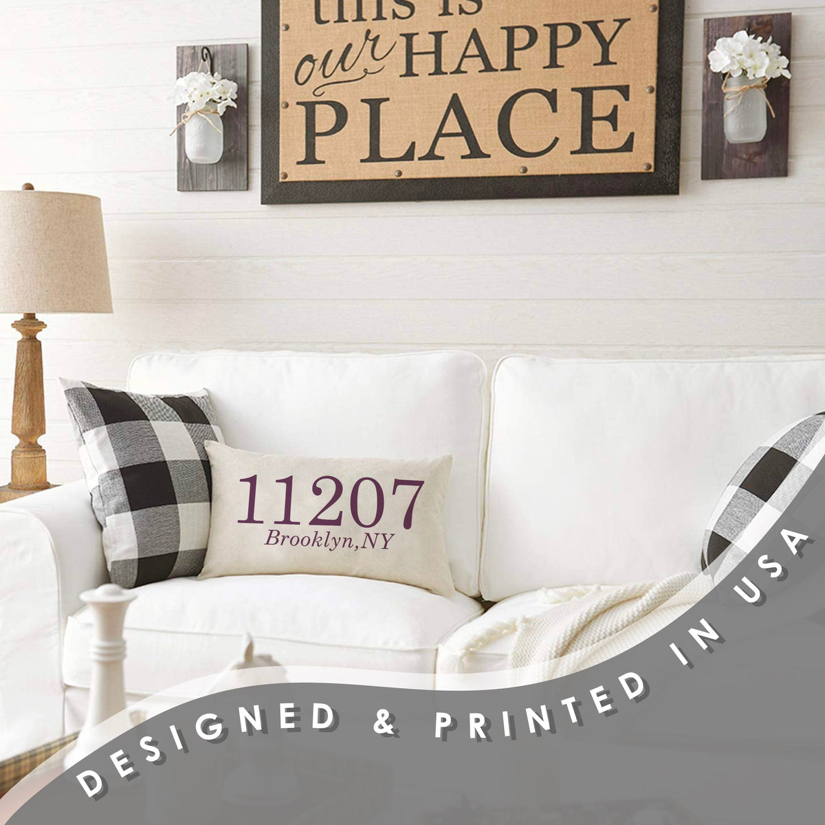 Zip Code Pillow, Housewarming gifts for Newlywed, Lumbar Pillow Cover for Family New Home Present, Custom Cushion Cover, Throw Pillow Case