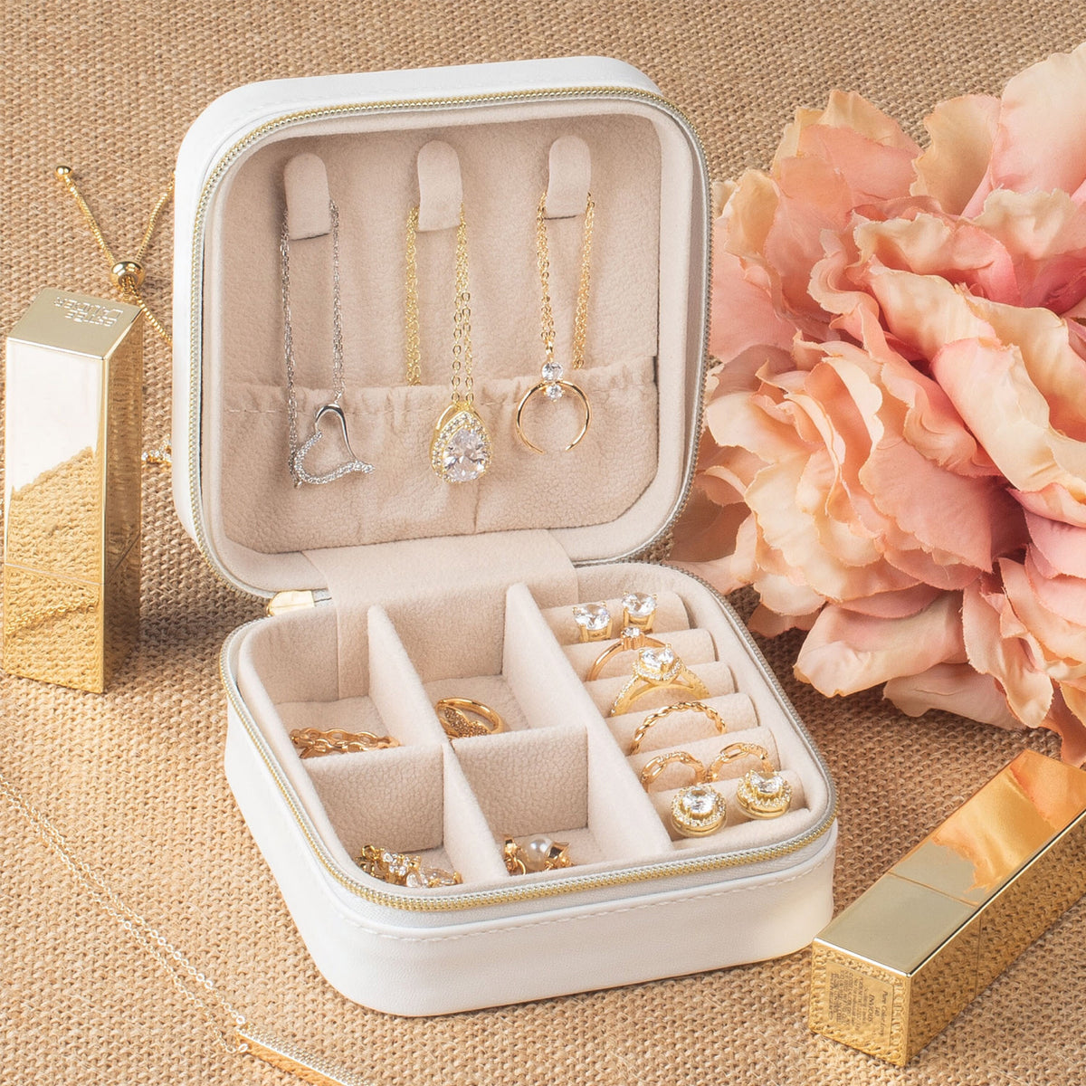 Travel Jewelry Case, Custom Jewelry Box, Shadow Monogram Jewelry Box, Jewelry Organizer, Personalized Christmas Gifts for Her, Gift for Mom