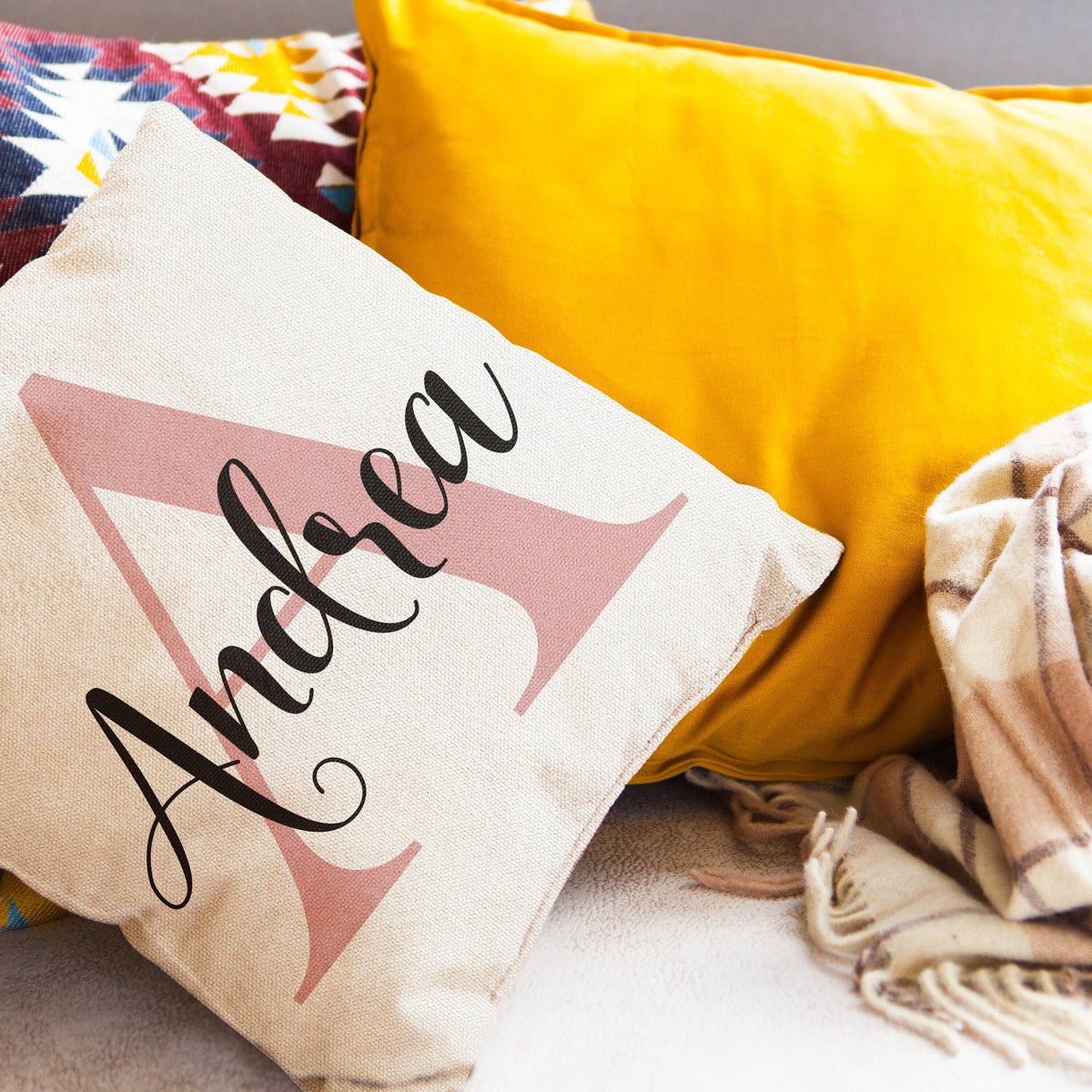 Initial Name Pillow Cover, Nursery Decor for Baby Room, Personalized Decorative Pillow Cover, Customized Housewarming Gift for New Home