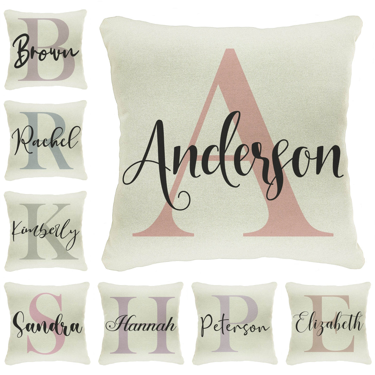 Initial Name Pillow Cover, Nursery Decor for Baby Room, Personalized Decorative Pillow Cover, Customized Housewarming Gift for New Home
