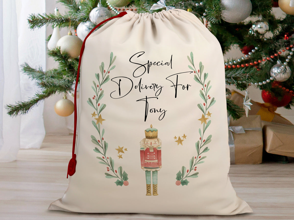 Personalized Santa Sack For Christmas Gift Sack, Ballerina Gift Bag Nutcracker Santa Bag For Christmas Toy Sack, Large Santa Gift Sack Bag