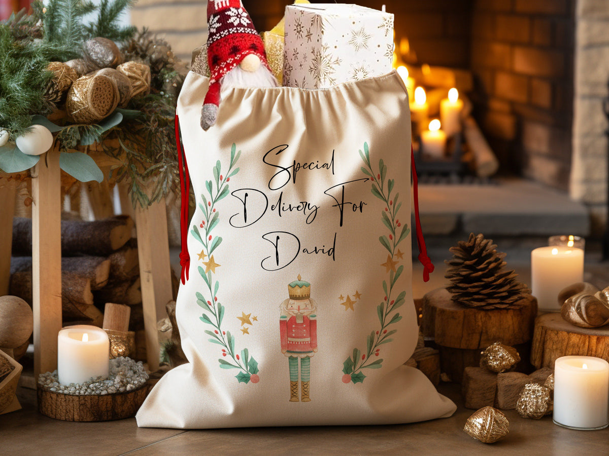 Personalized Santa Sack For Christmas Gift Sack, Ballerina Gift Bag Nutcracker Santa Bag For Christmas Toy Sack, Large Santa Gift Sack Bag