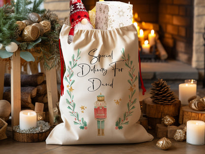 Personalized Santa Sack For Christmas Gift Sack, Ballerina Gift Bag Nutcracker Santa Bag For Christmas Toy Sack, Large Santa Gift Sack Bag